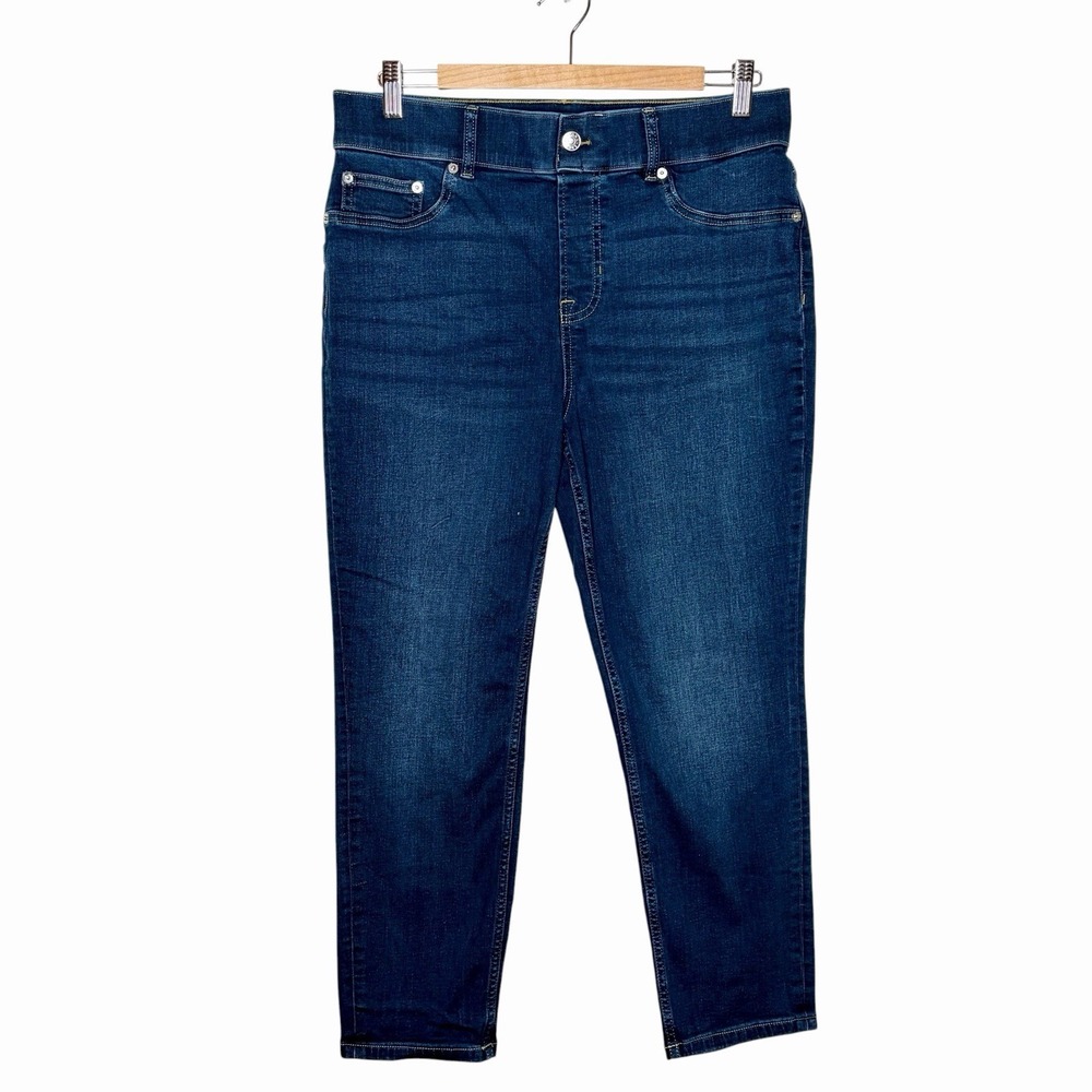 Spanx High Rise Ankle Skinny Jeans Womens Size L Petite Slimming Pull On 21660Q